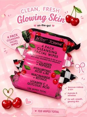 4 packs Betsey Johnson Facial Wipes